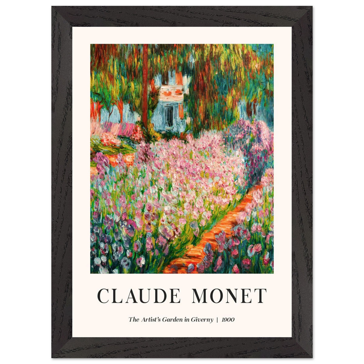 Artfulprints Poster met Lijst Claude Monet – The artist’s garden in Giverny III  - A4 21x29.7 cm - Meerkleurig