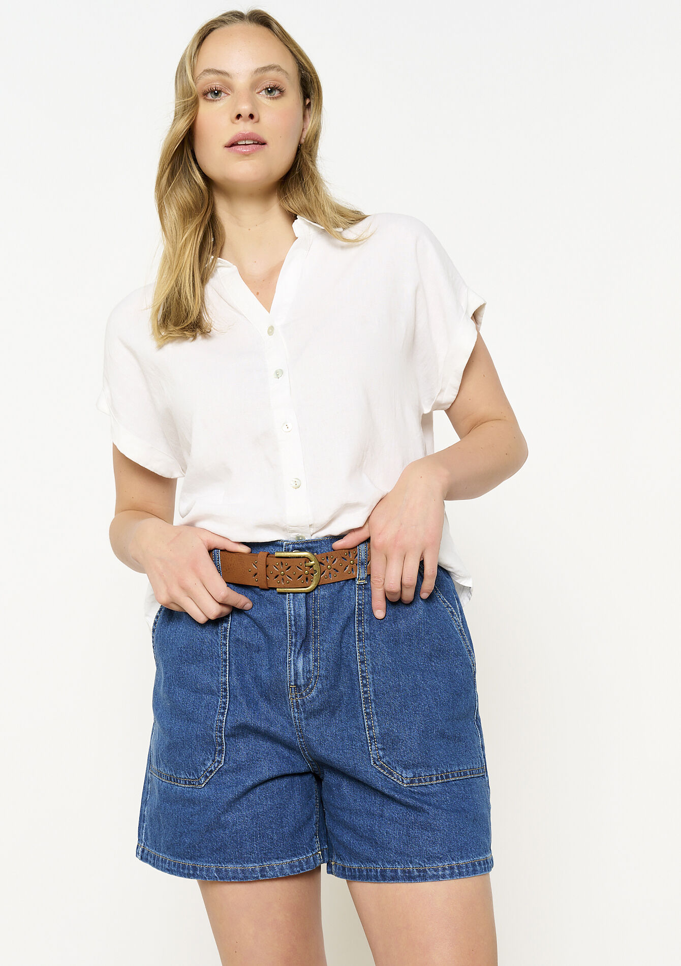 Denim short met hoge taille