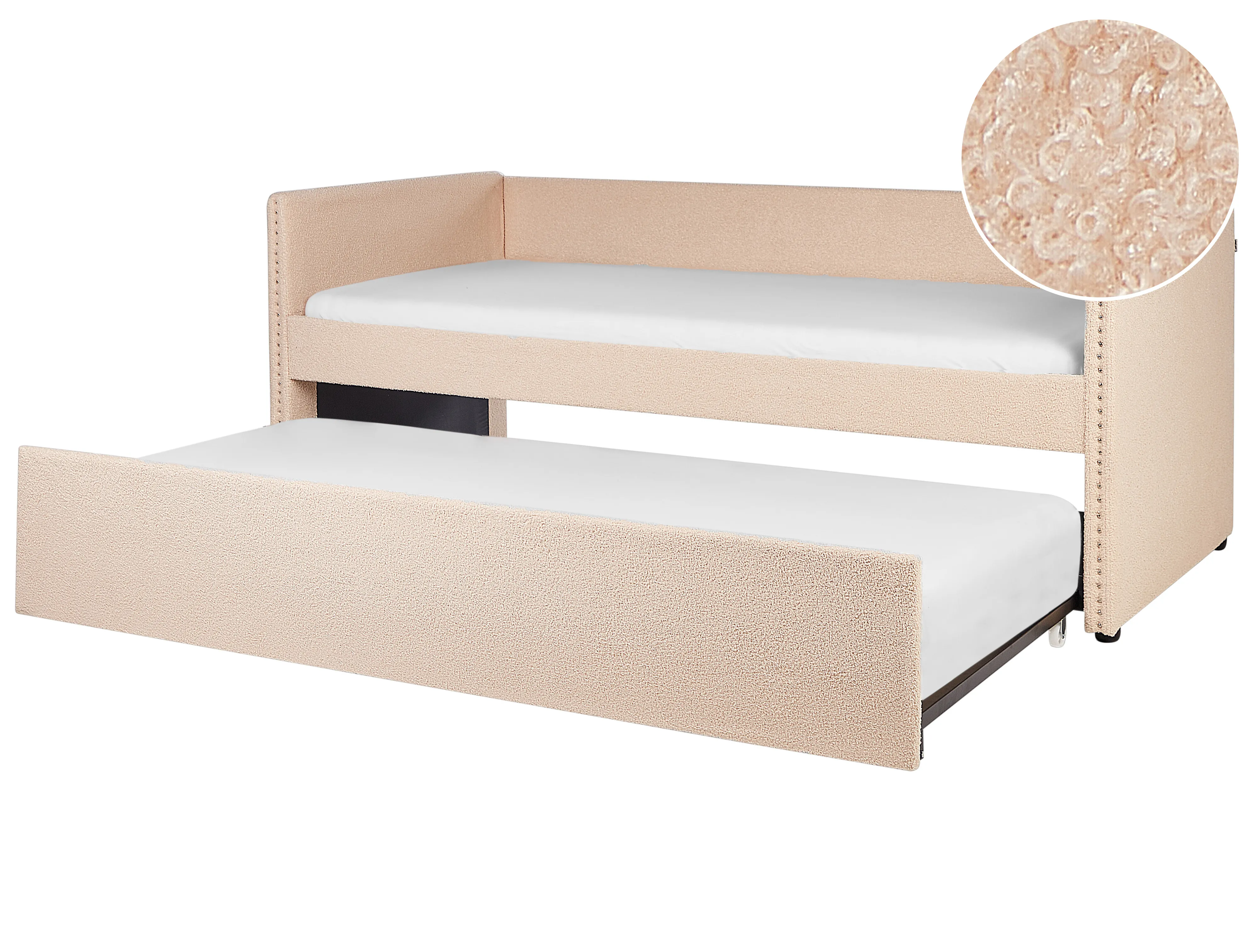 Trundle Bed Boucle TROYES 90 x 200 cm (EU Single) Peach Pink