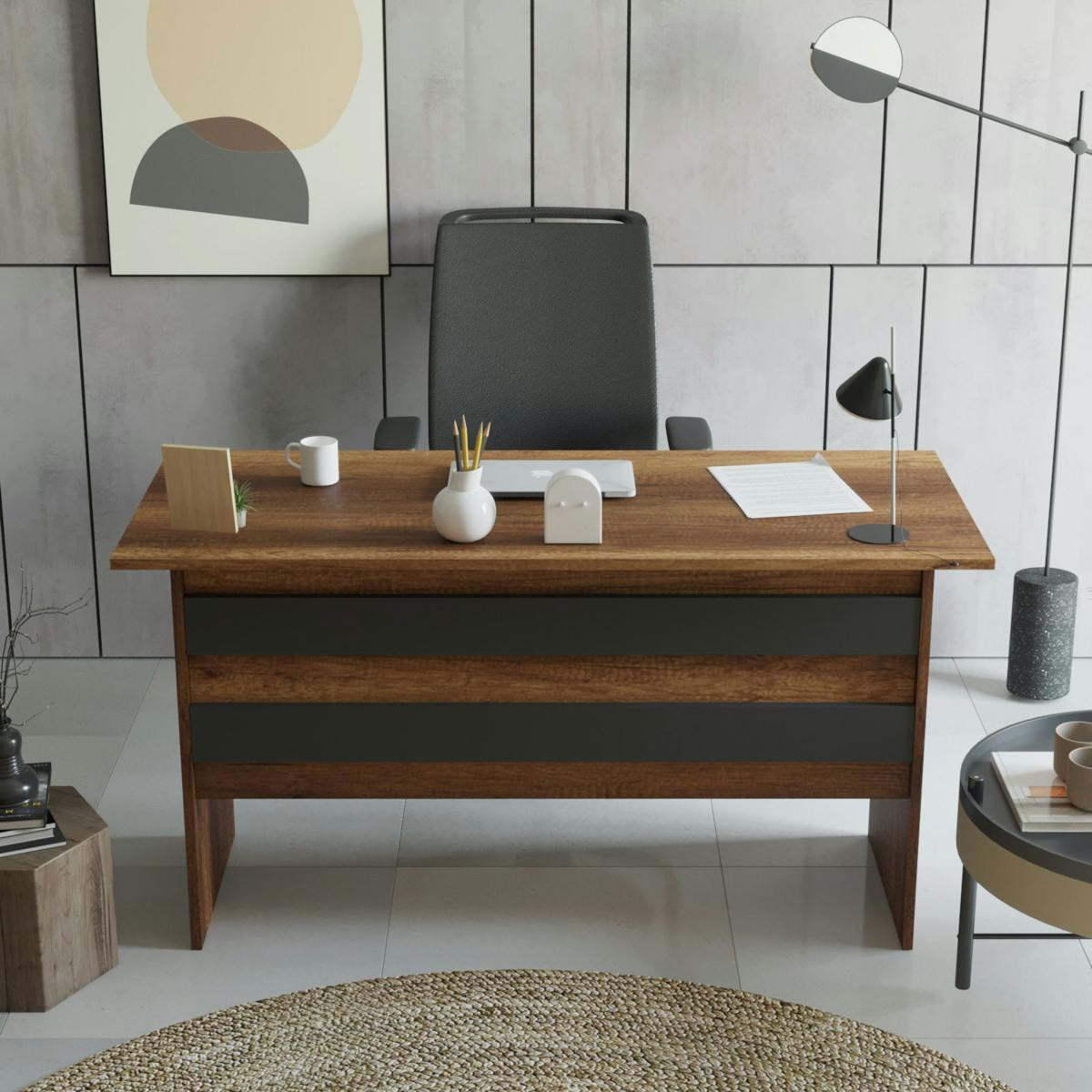 Bureau moderne chic avec bandeaux gris design MARFA