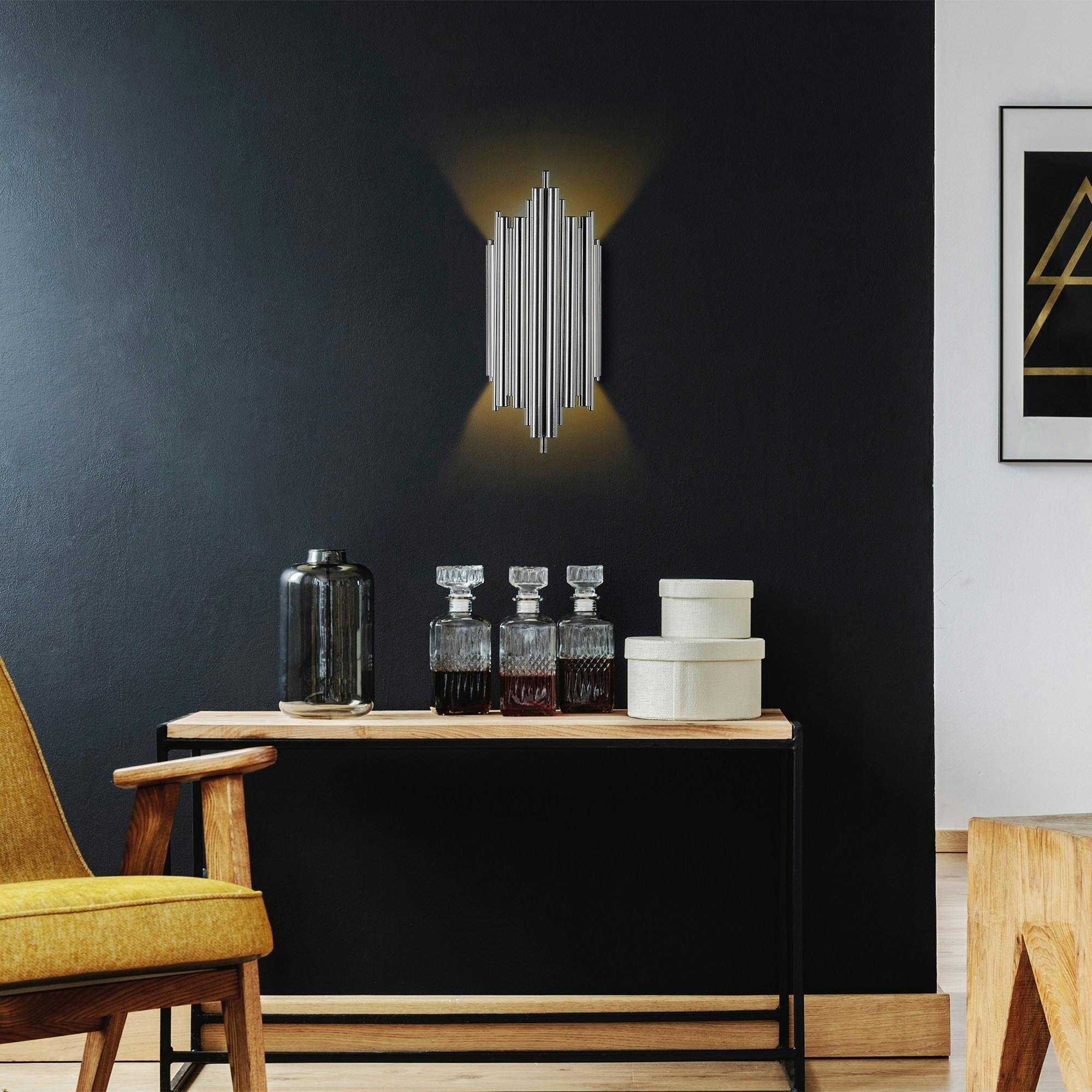 Applique design argent, structure graphique H. 50 cm SFAX