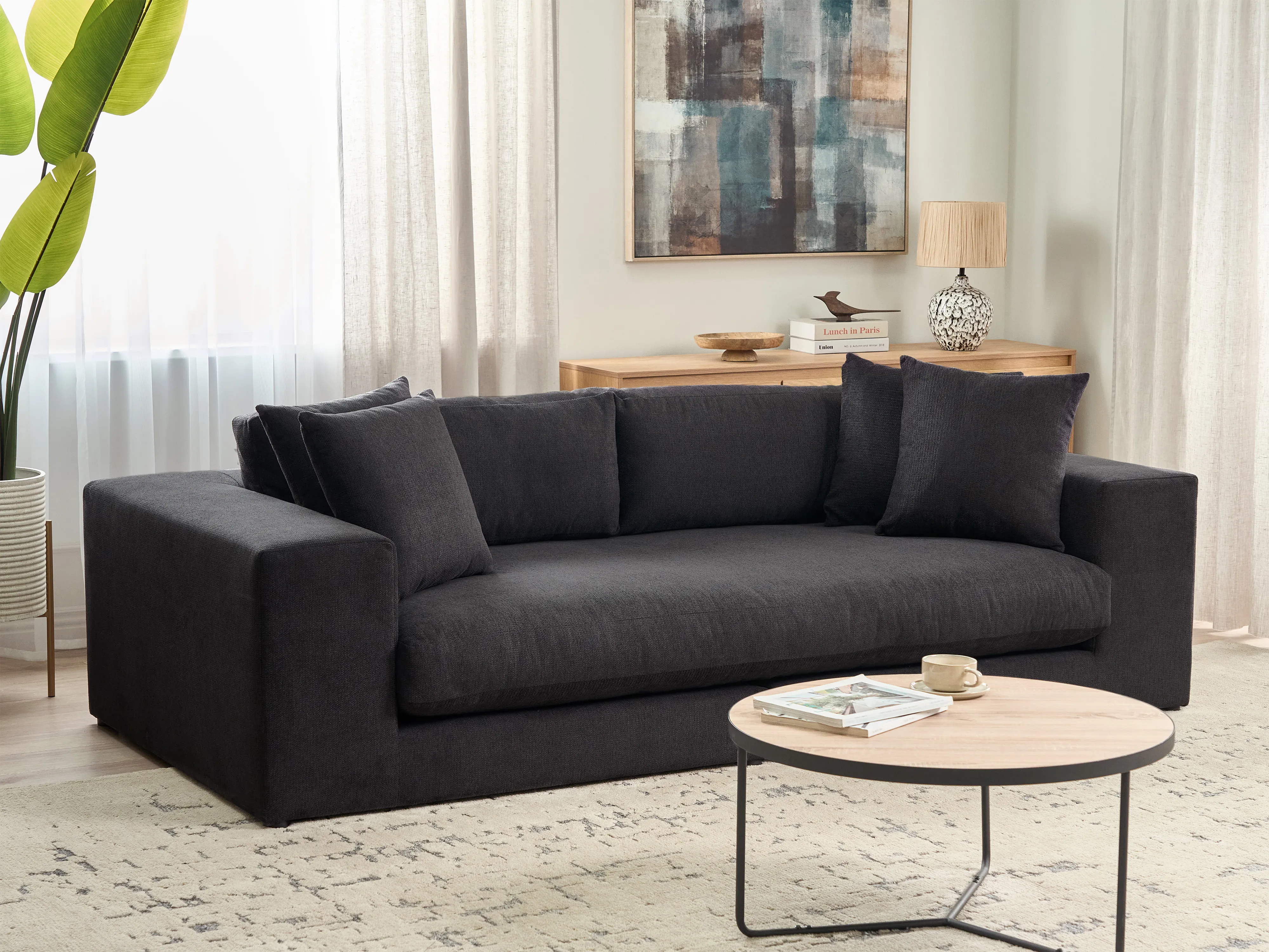 Sofa 3 Seater GLORVIKA Fabric Black