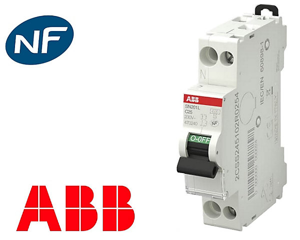 Disjoncteur modulaire phase neutre 25A 4.5kA à vis ABB