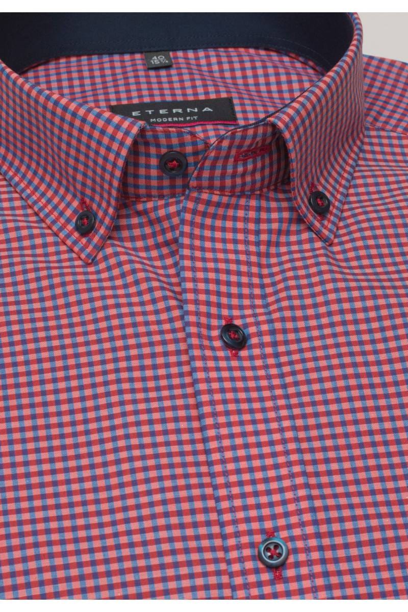ETERNA Modern Fit Hemd rot/blau, Kariert (extra kurzer Arm)