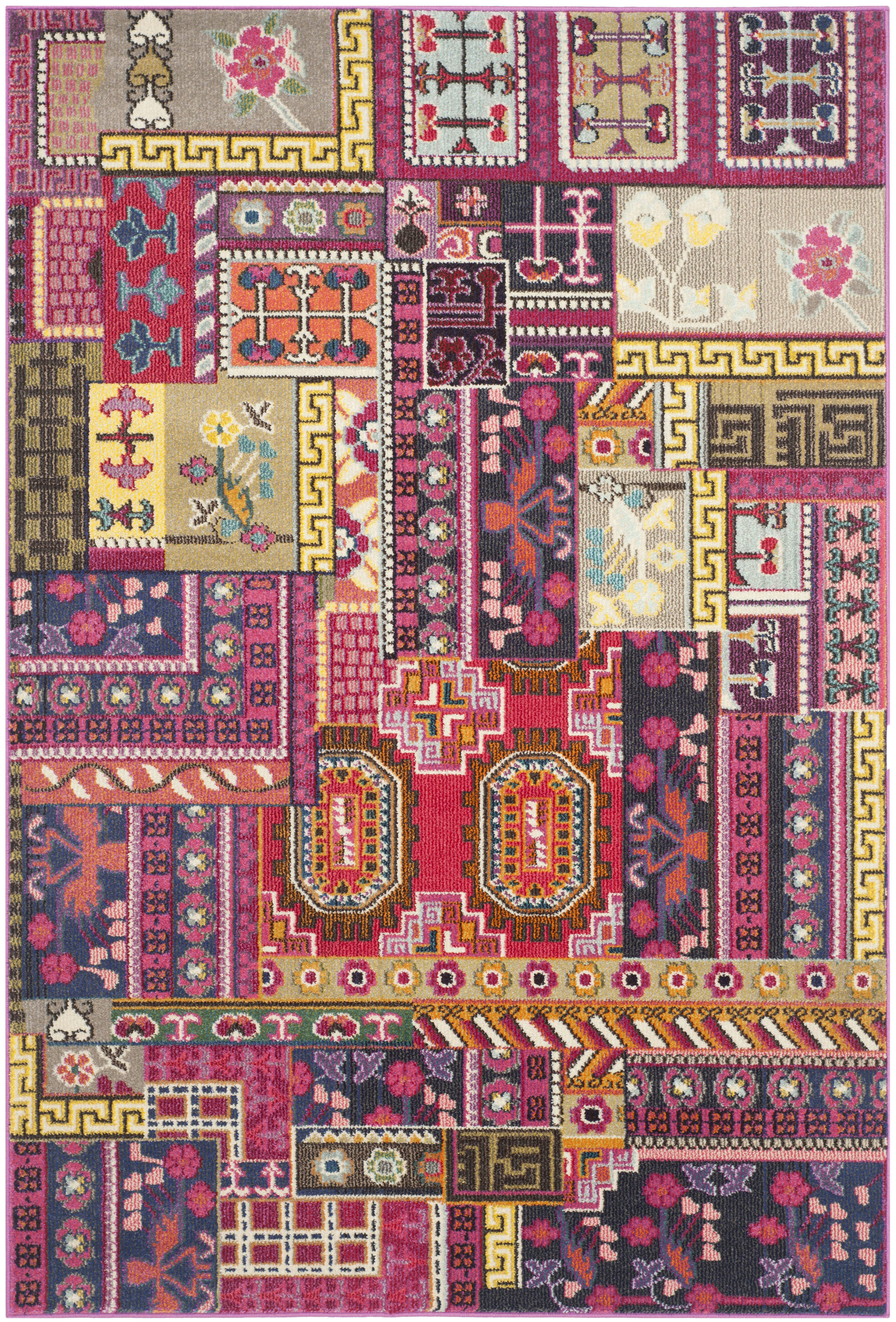 MONACO - Tapis de salon interieur en rose & multi, 201 x 279 cm
