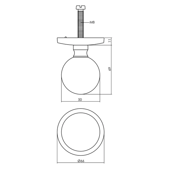 Türknopf, rund D.54 mm