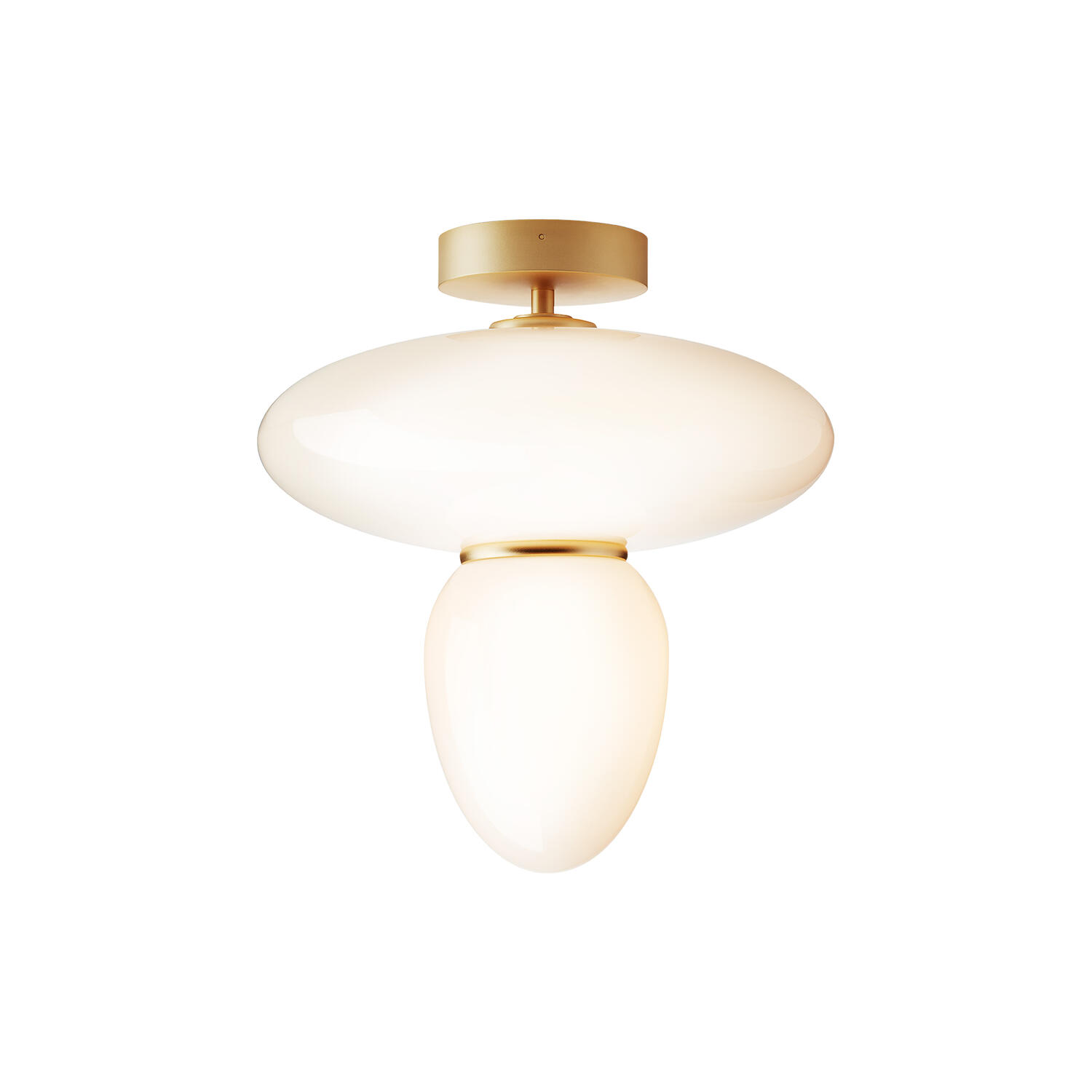 Rizzatto 42 Ceiling Lamp, satin brass/opal