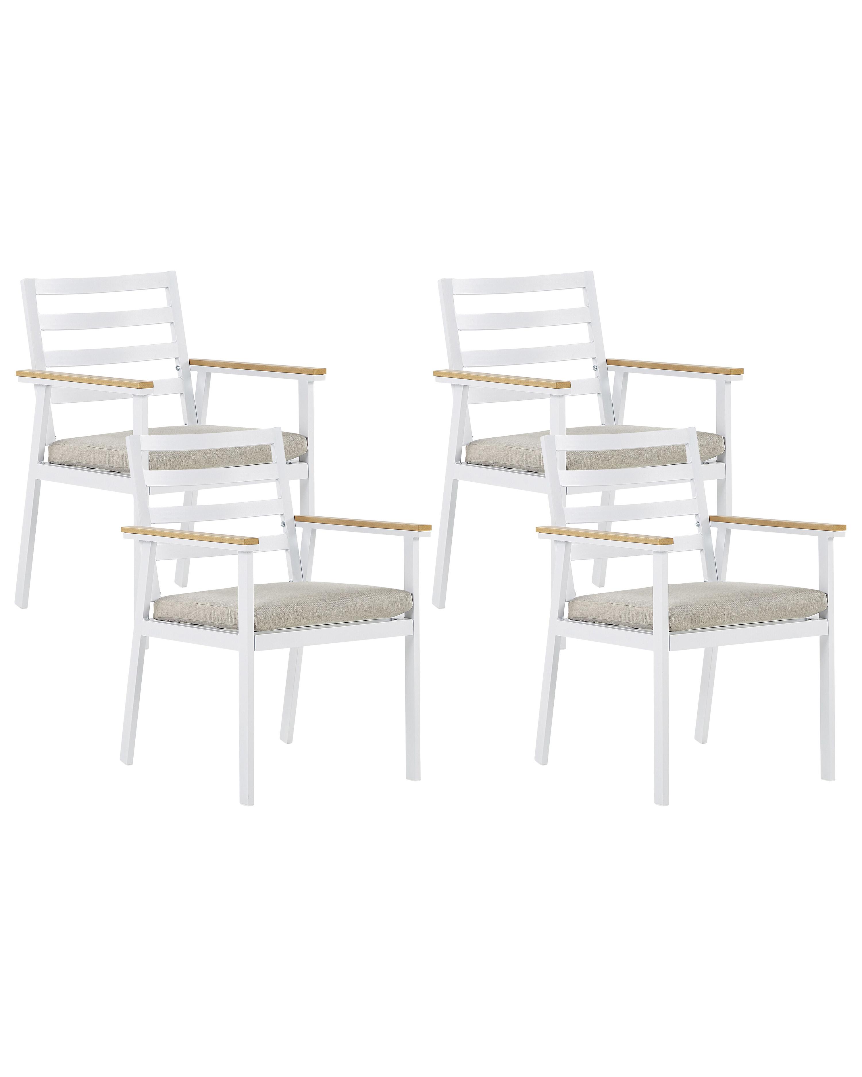 Garden Dining Set 4 Seater CAVOLI with Cushions Metal Beige