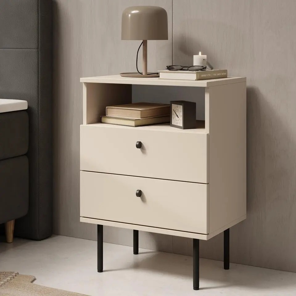 Meubella - Nachtkastje Hidde 2 - Beige - 50 cm