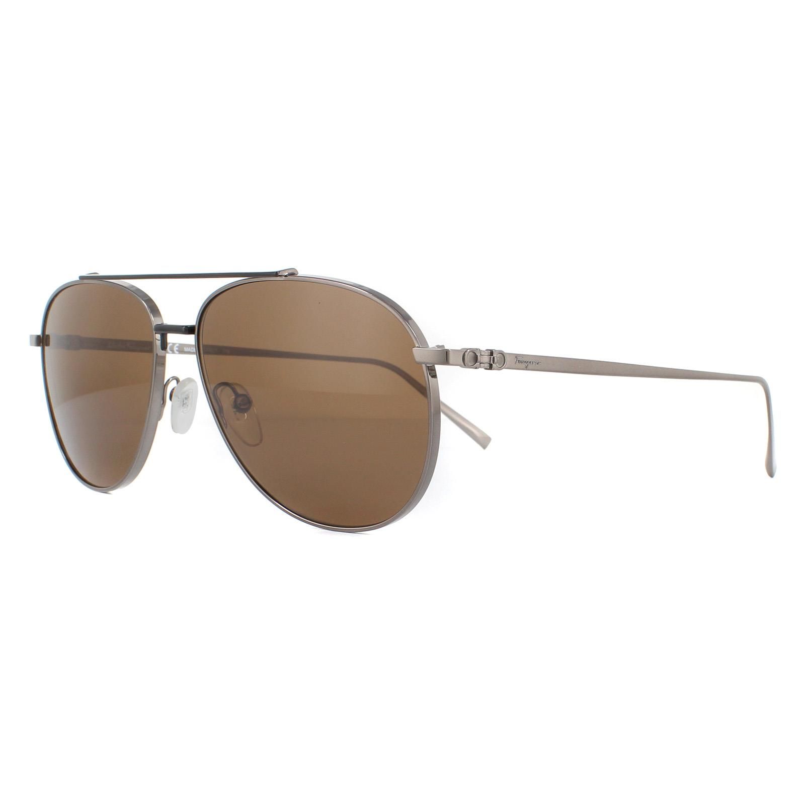 Salvatore Ferragamo Aviator Grey Brown Sunglasses