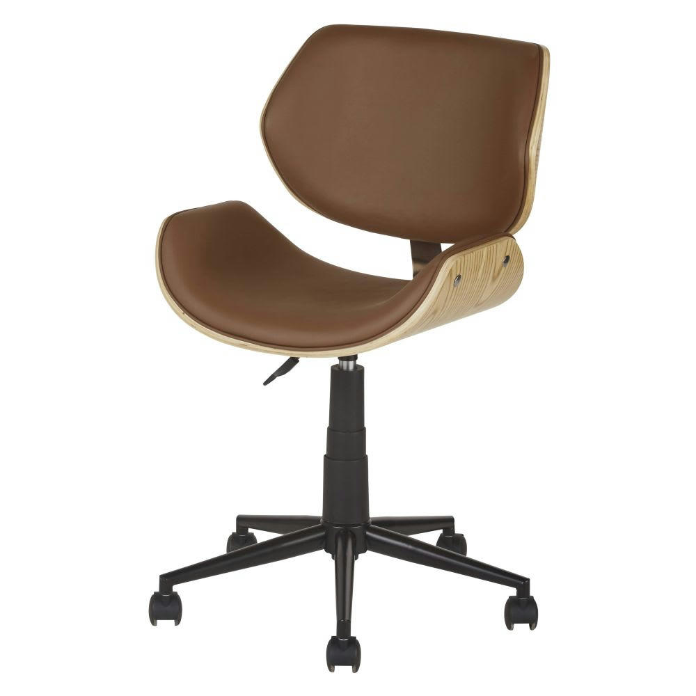 Kent - Chaise de bureau réglable à roulettes marron