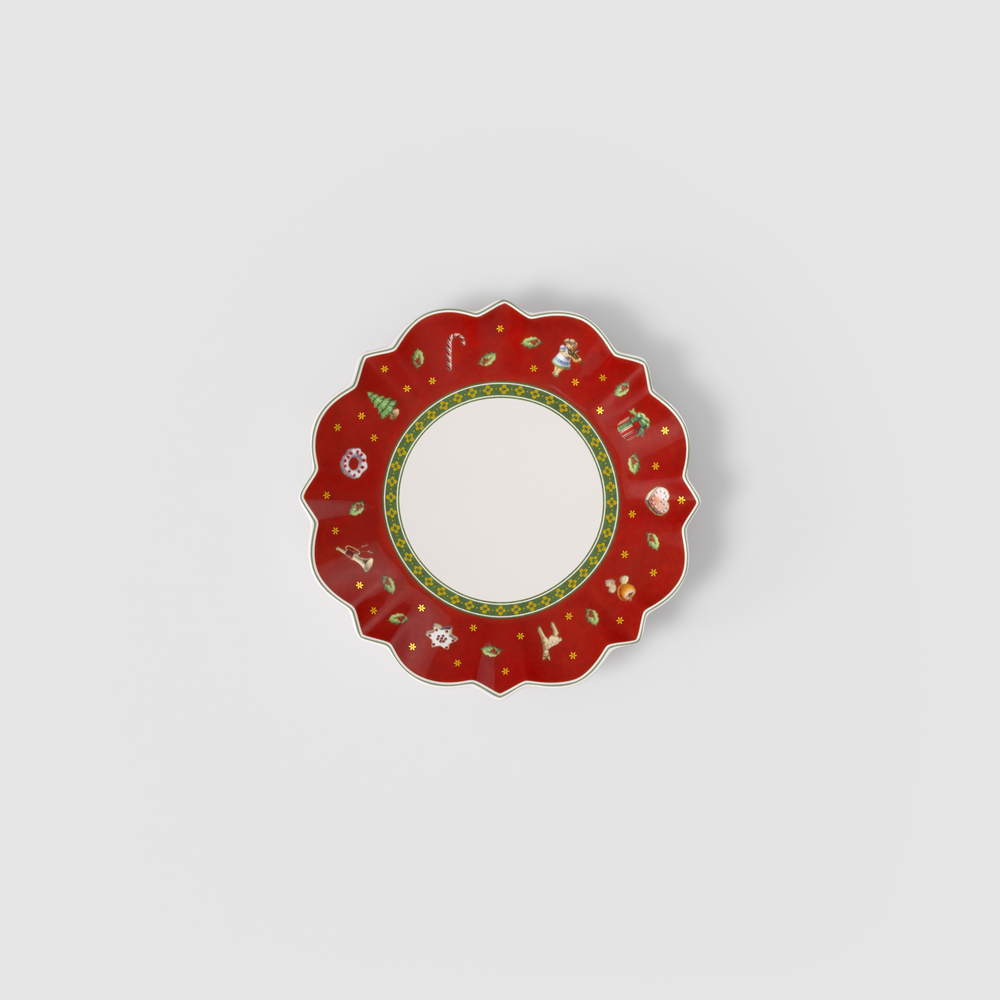 Toy's Delight Appetizer/ Bread Plate - Red, 7.1'', Premium Porcelain