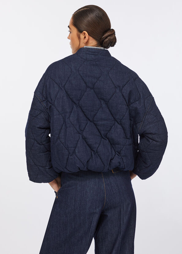 Bomber in denim trapuntato