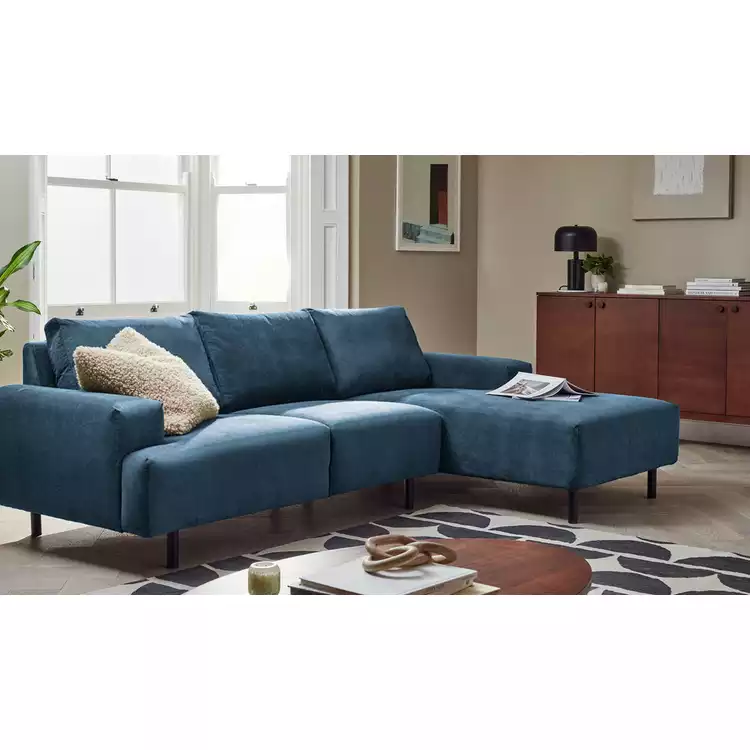 Habitat Julien Velvet Right Hand Corner Chaise Sofa - Navy