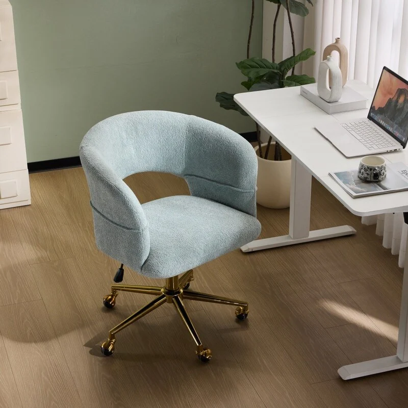 22.64 Inch Velvet Ring Backrest Swivel Office Chair