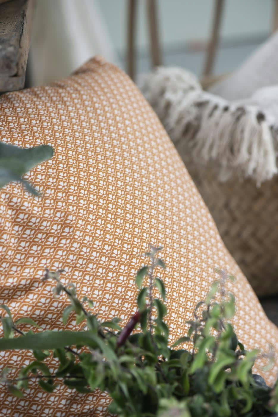 - Coussin Coton Jaune moutarde 50X50