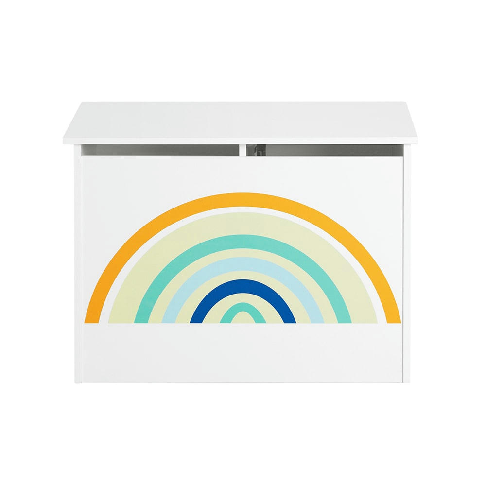 - Coffre à jouets avec couvercle rabattable effect bois blanc