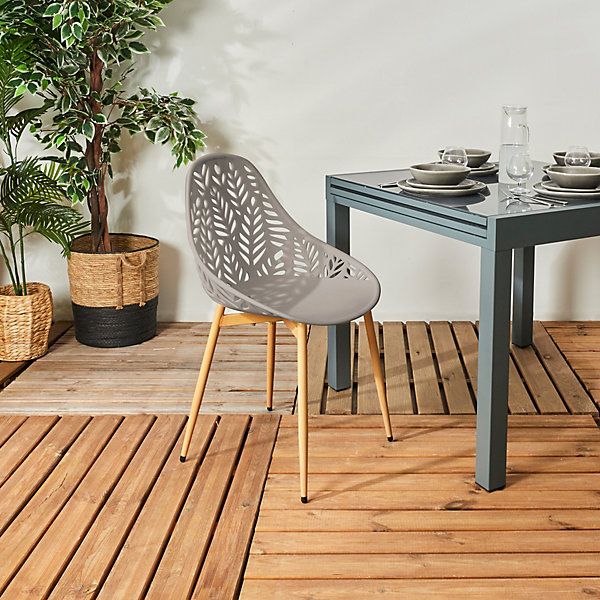 Lot De 4 Chaises - Home Deco Factory - Lucena - Ajourées - Ergonomiques - Taupe