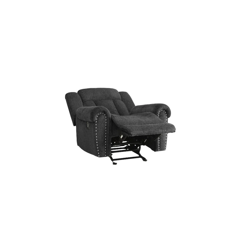 Fabric Upholstered Glider Recliner Chair, Charcoal Gray
