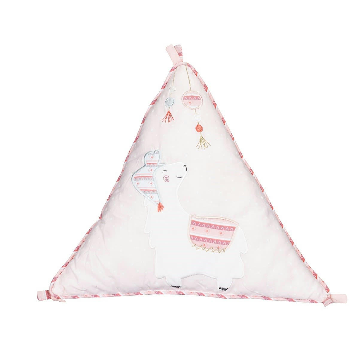 - Coussin triangle en coton rose