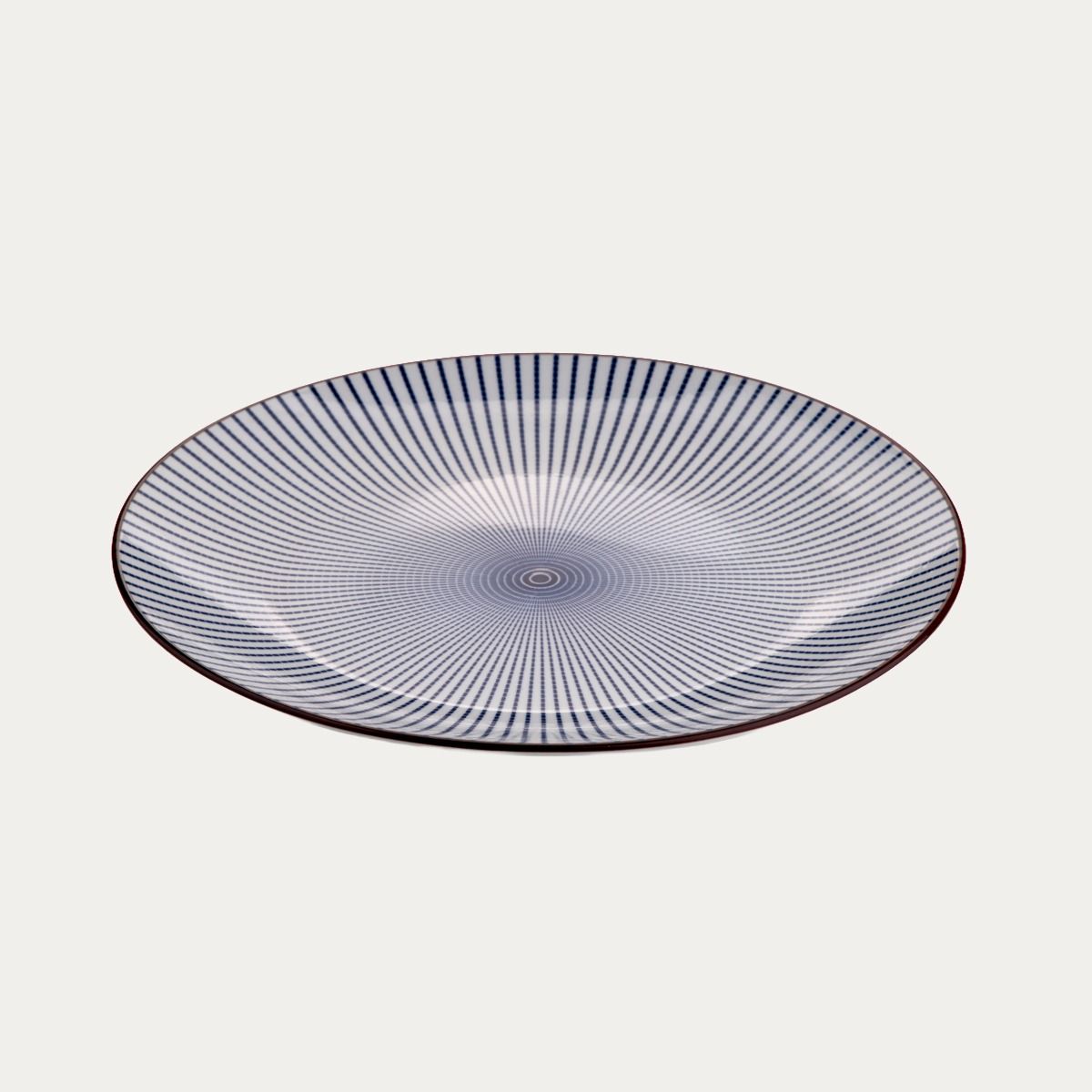 Talerz NAVIA obiadowy granatowy z brązową obwódką 27 cm