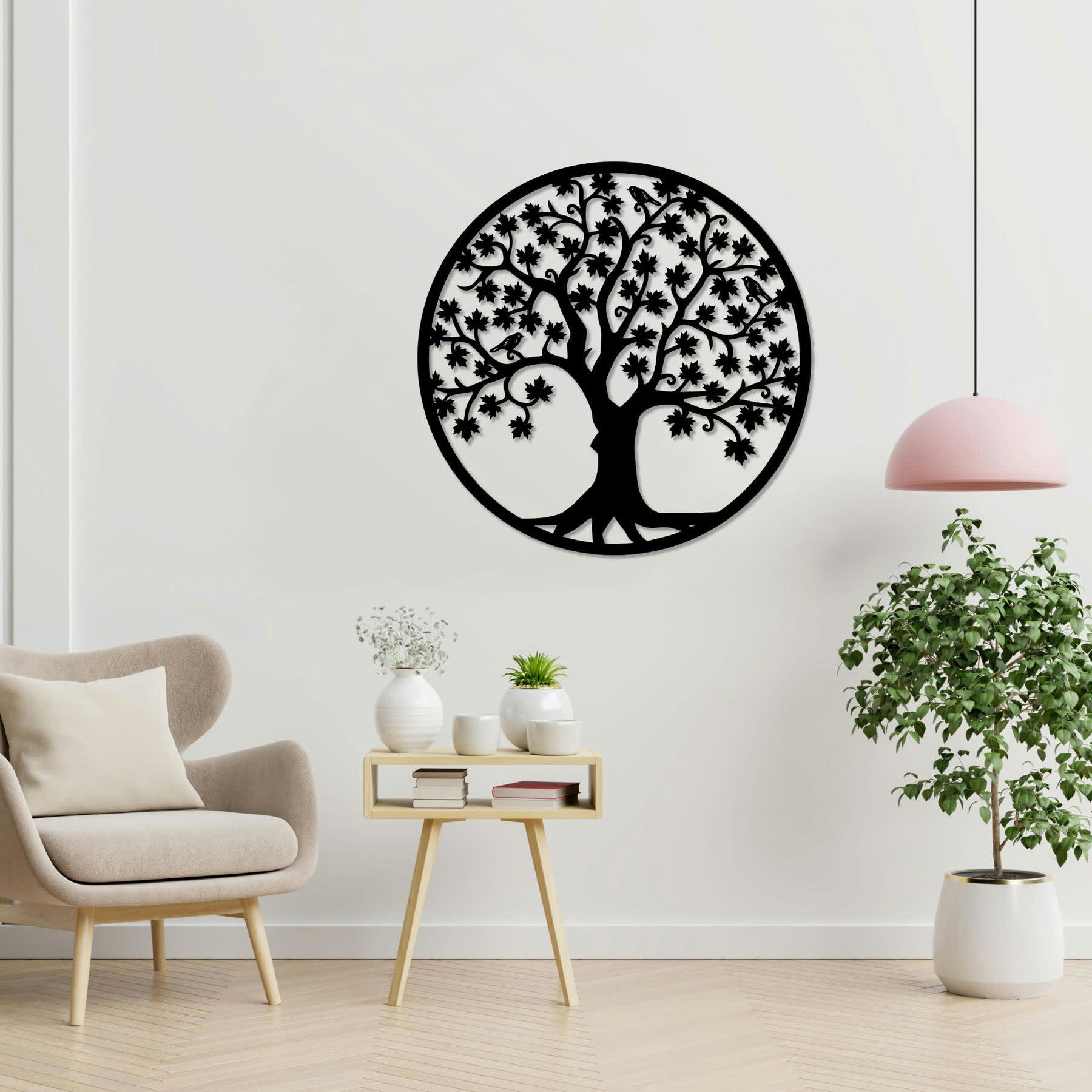 - Déco murale arbre de vie feuilles d'érable en métal 30 cm