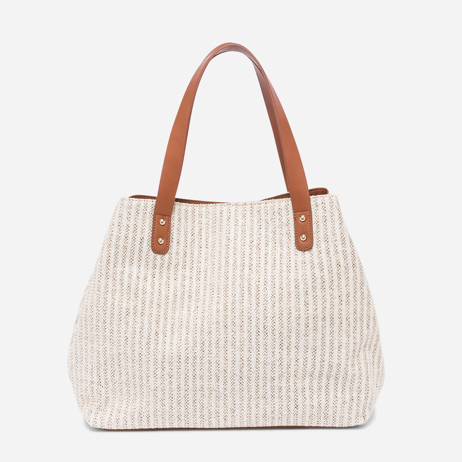 Sac cabas paille beige effet tressé