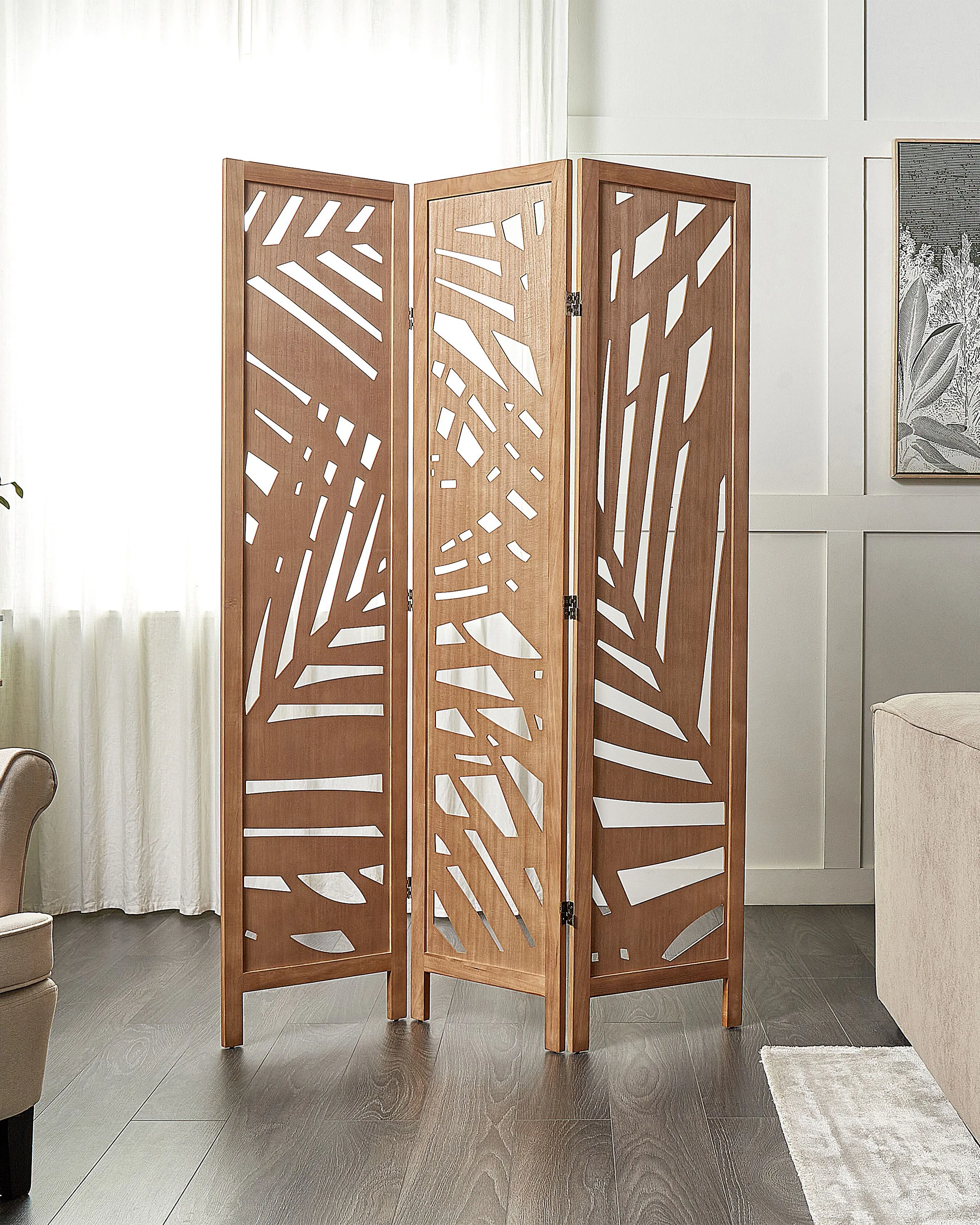3 Panel Room Divider VERNAGO Light Brown 122 cm 170 cm