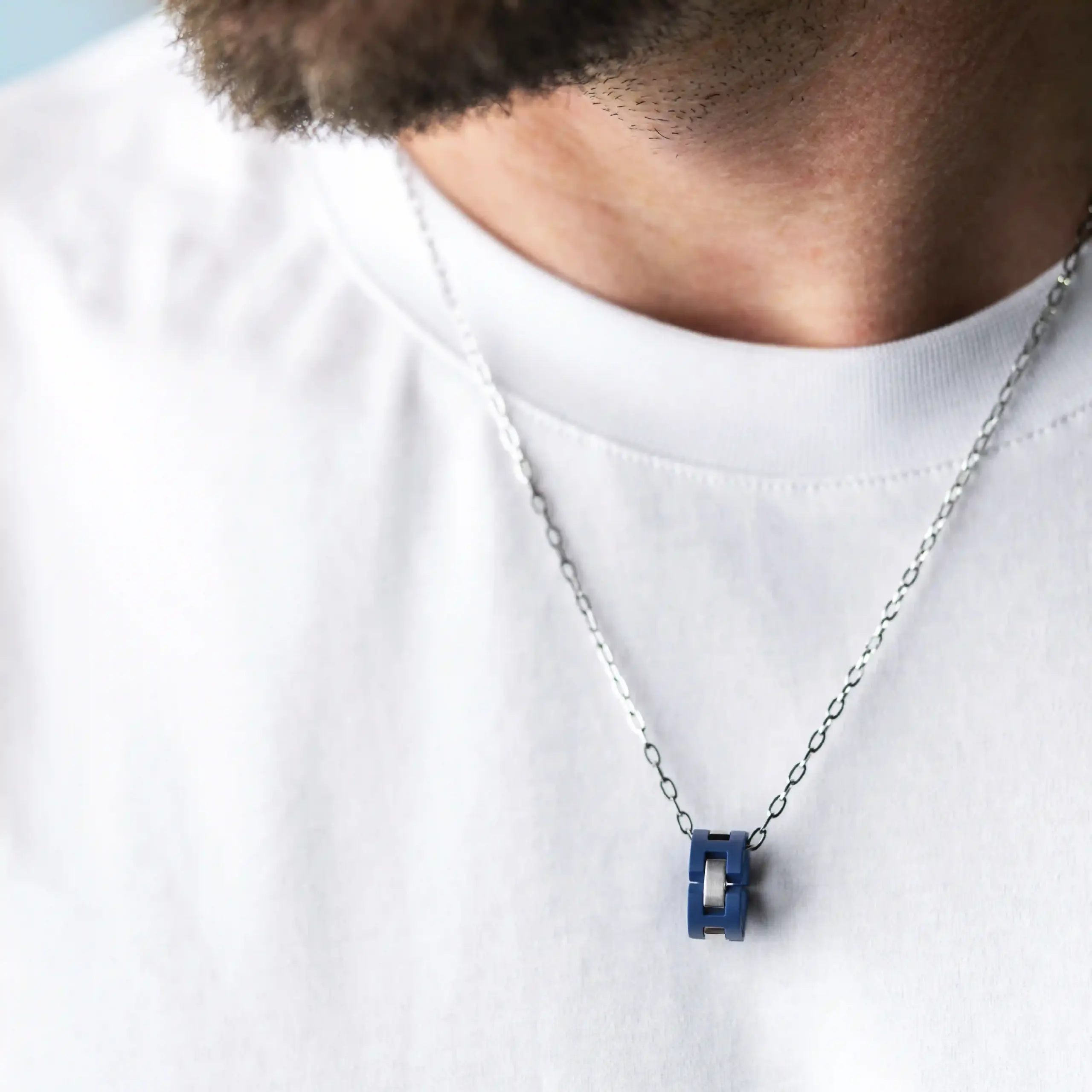 COLLIER CAP CAMARAT – ACIER & CÉRAMIQUE BLEUE