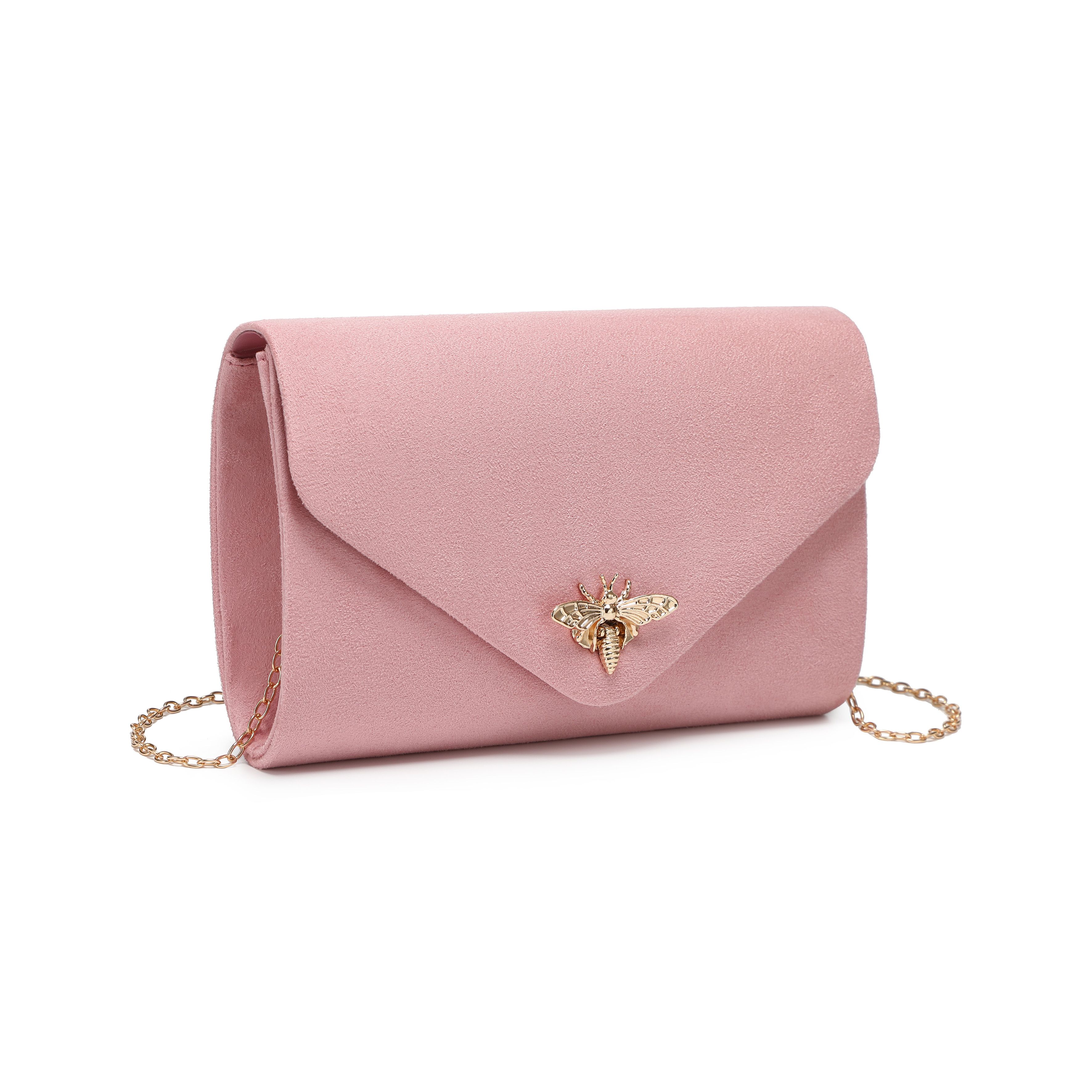 JFY Bee Lock Clasp Suede Clutch Bag