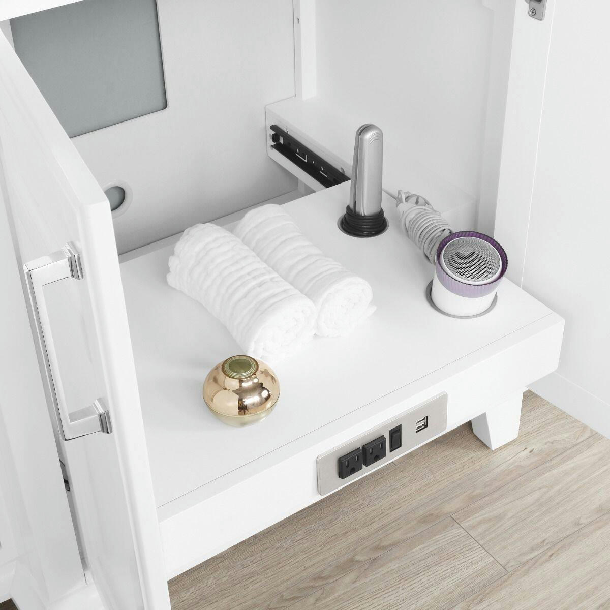 OVE Hadley 4-Door Single Sink Stone Top Bathroom Vanity, Painted, Pure White, 60-in