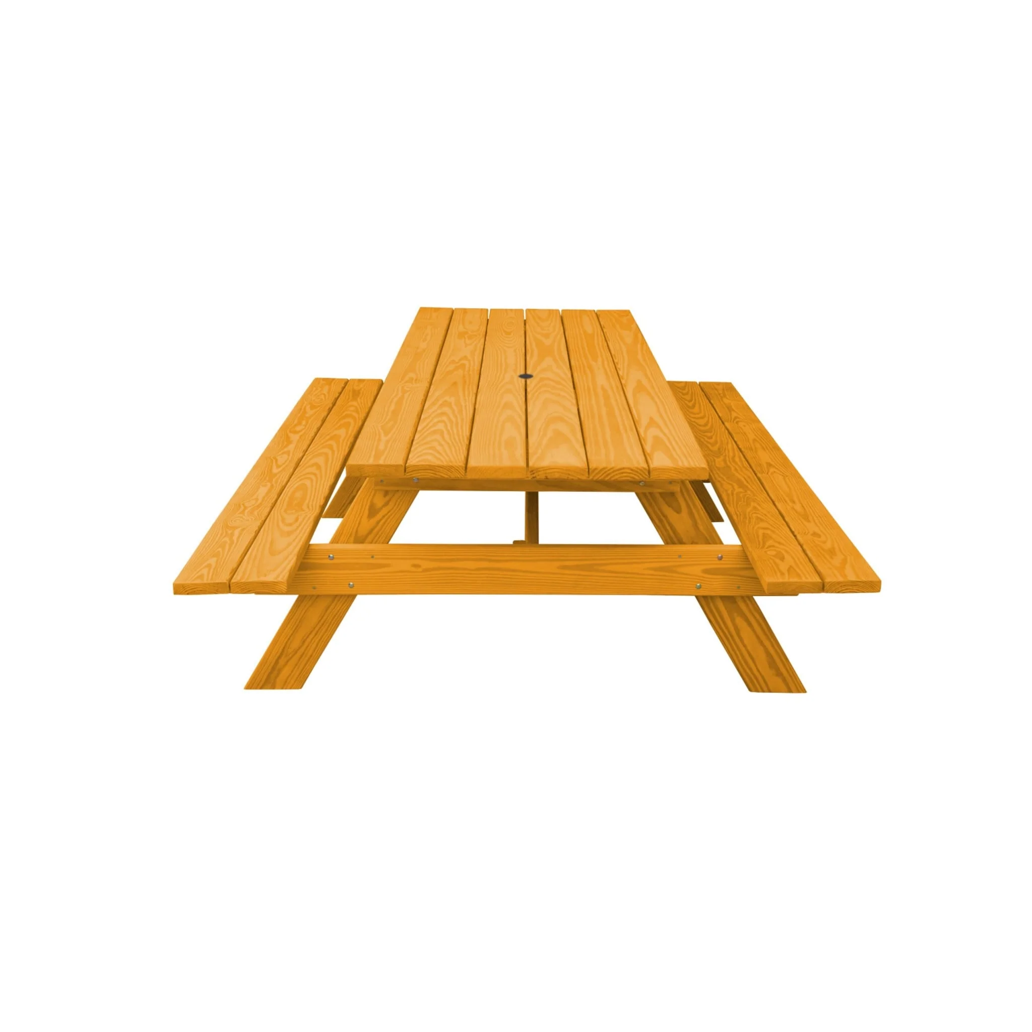 HomeRoots 94 Natural Solid Wood Outdoor Picnic Table with Umbrella Hole