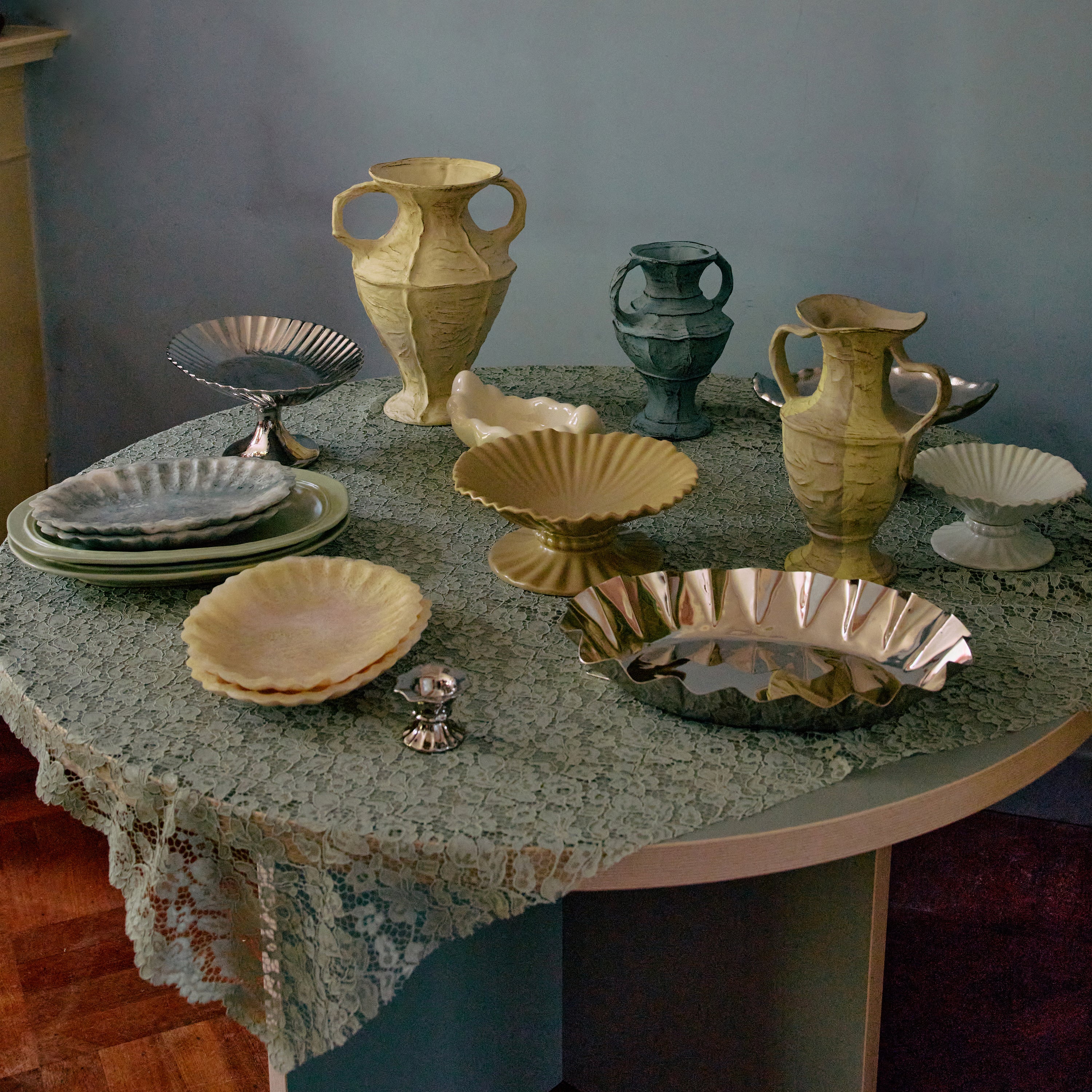 HKliving New Classics Serveerschaal - Resin - Ivory