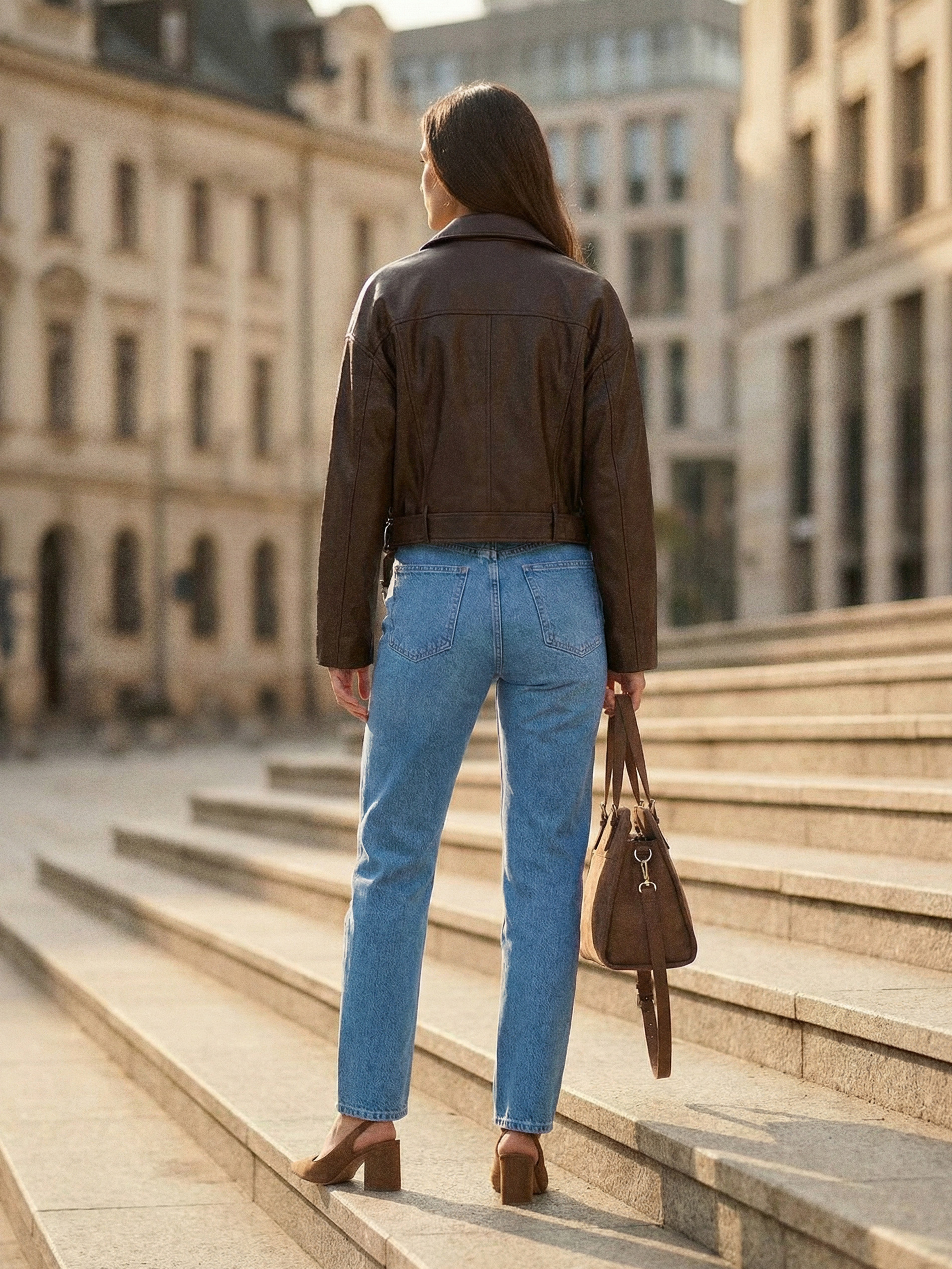Jeansy mom fit z efektem sprania