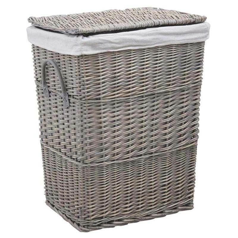 - Corbeille à linge en osier avec doublure 100% coton