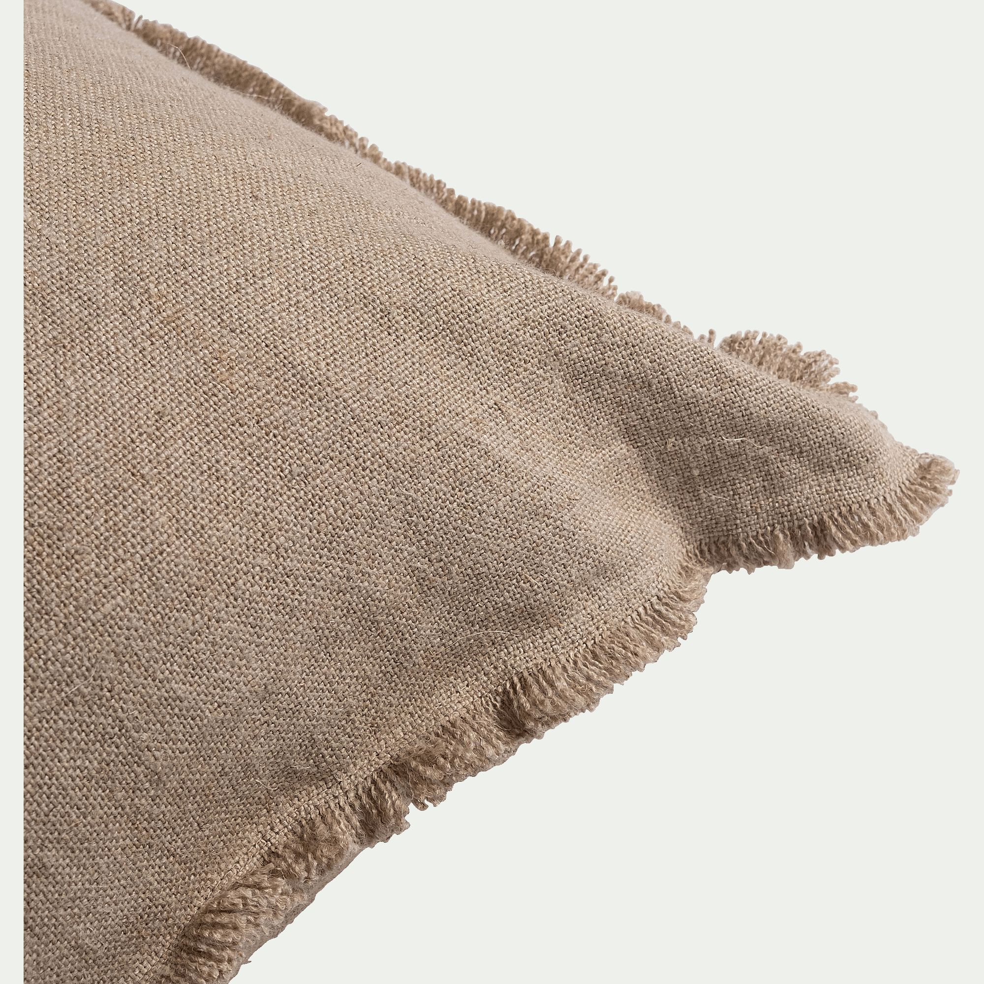 TANTA - Coussin frangé en lin 50x70cm - naturel