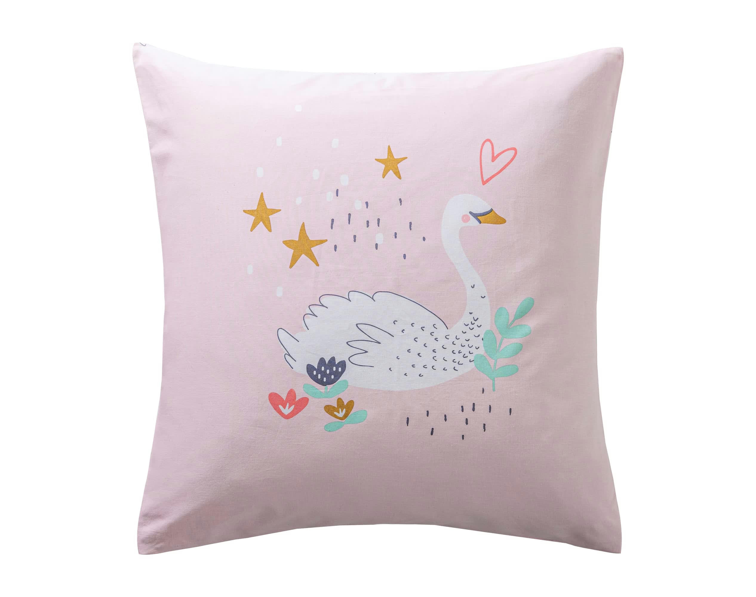 CYGNE - Taie d'oreiller enfant 65x65 rose en coton
