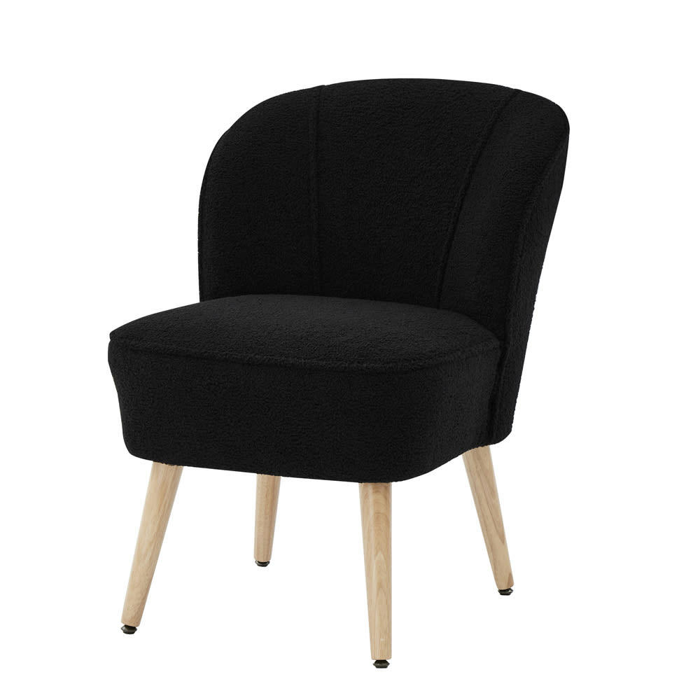 TIVOLI - Fauteuil  tissu bouclette noir