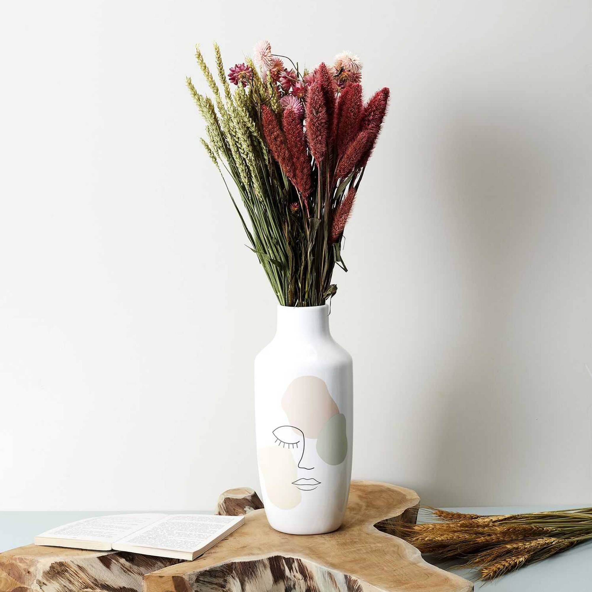 Vase céramique motif visage - hauteur 30 cm