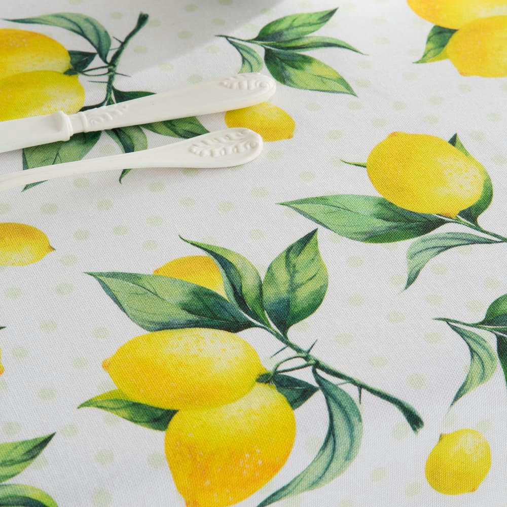 CITRUS - Nappe imprimée jaune avec traitement anti-taches en coton 140x200 cm