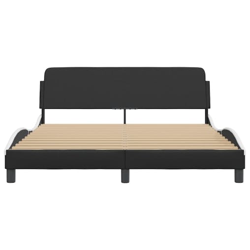 NNEVL Bed Frame with Headboard Black and White 152x203 cm Faux Leather