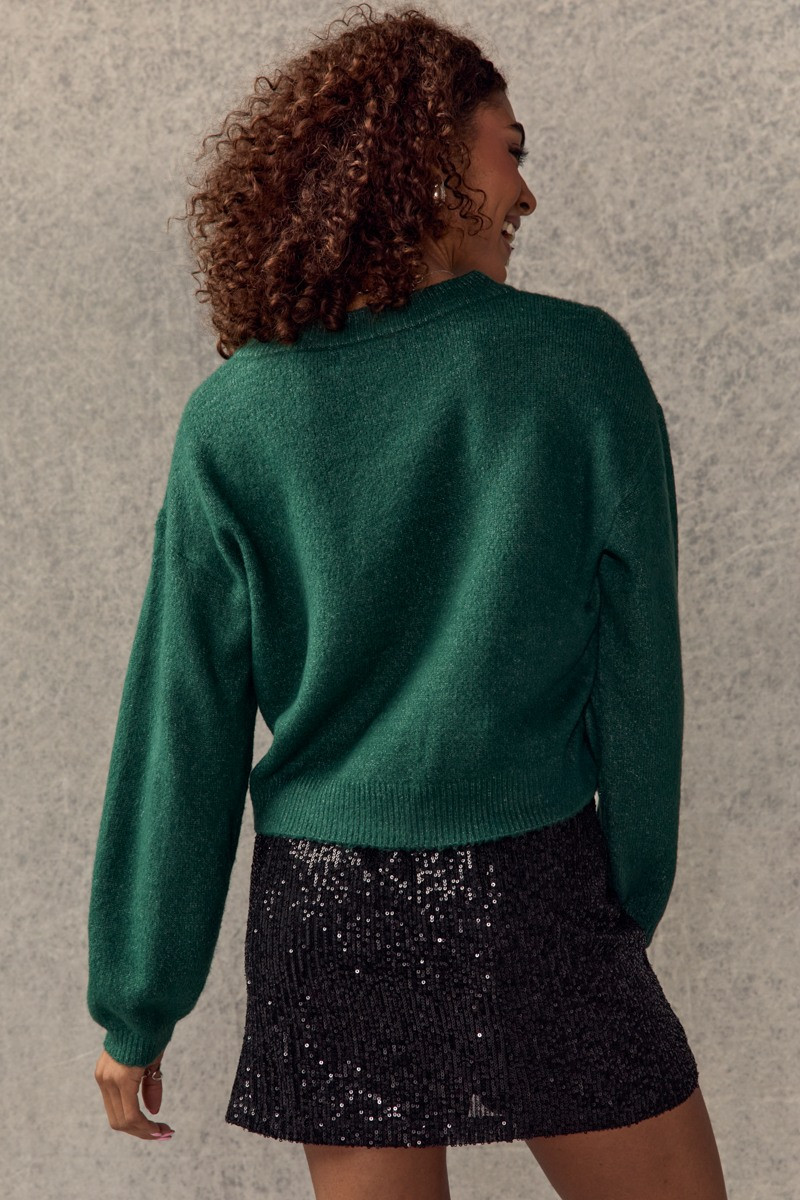 Merry Embellished Script Pullover Sweater