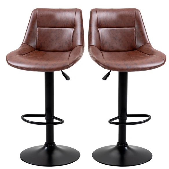 Barhocker, 2er Set, mit Rückenlehne, braun