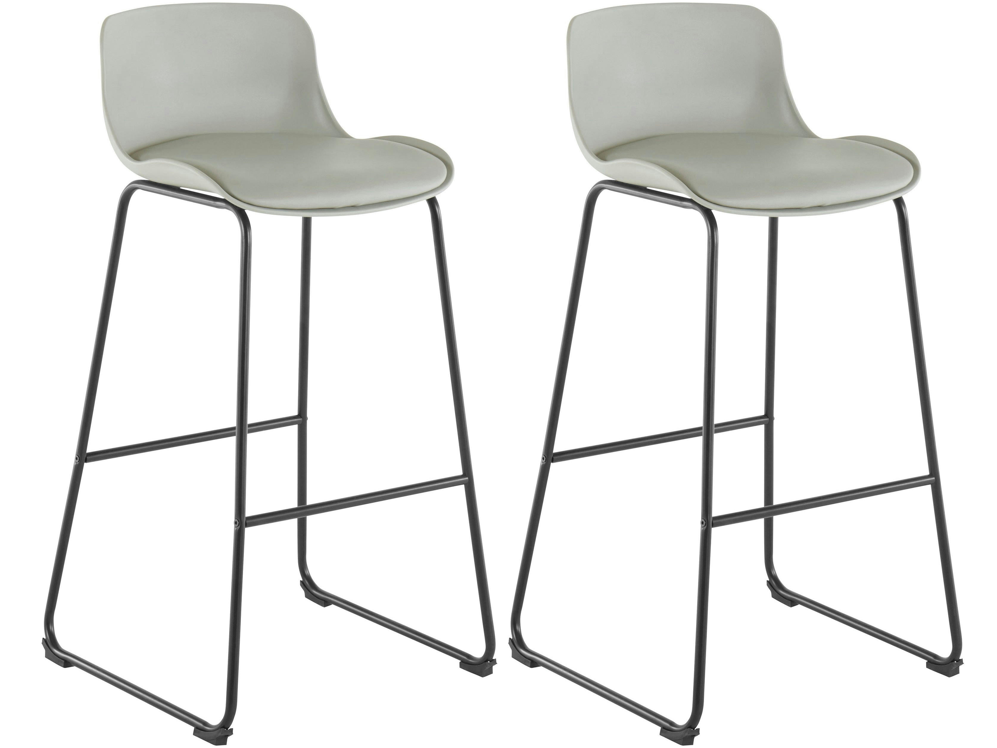 JASMIN - Lot de 2 tabourets de bar rembourrés en PU gris clair