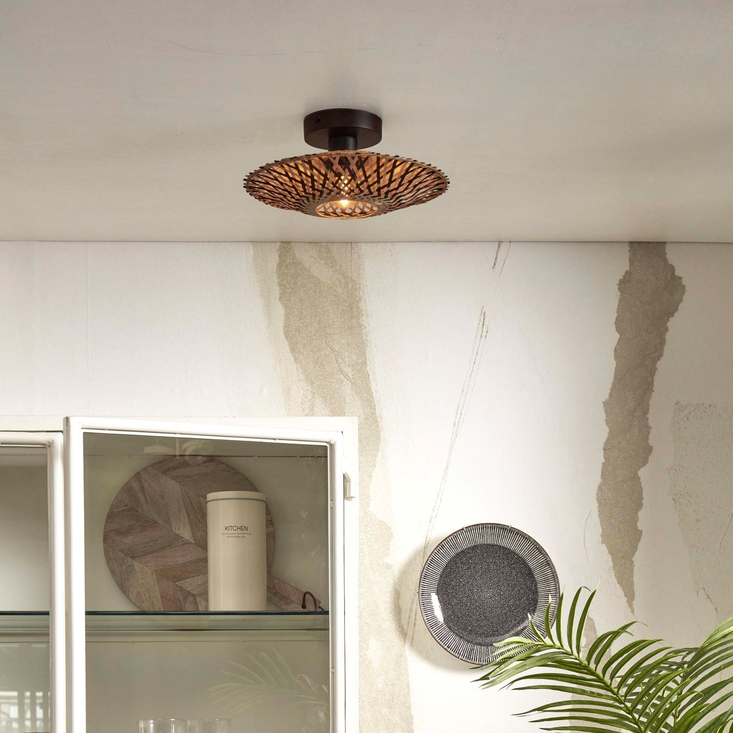 GOOD&MOJO Kalimantan Plafondlamp - Ø30cm - Naturel / Zwart