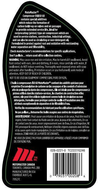 MotoMaster Compressor Oil for Industrial Type Air Compressors ISO 68, 946-mL