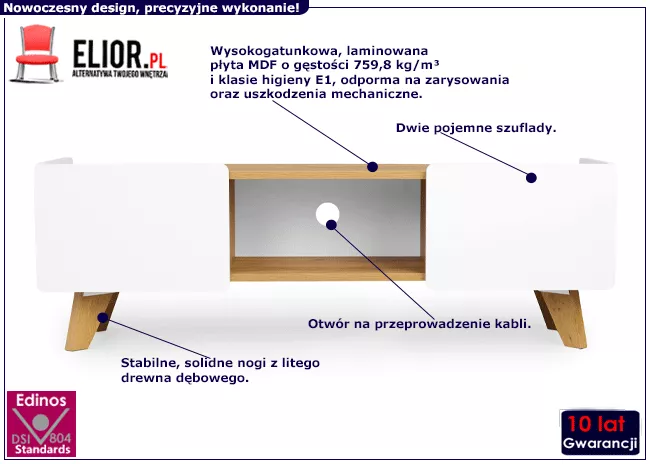 Skandynawska szafka RTV na nóżkach - Orax