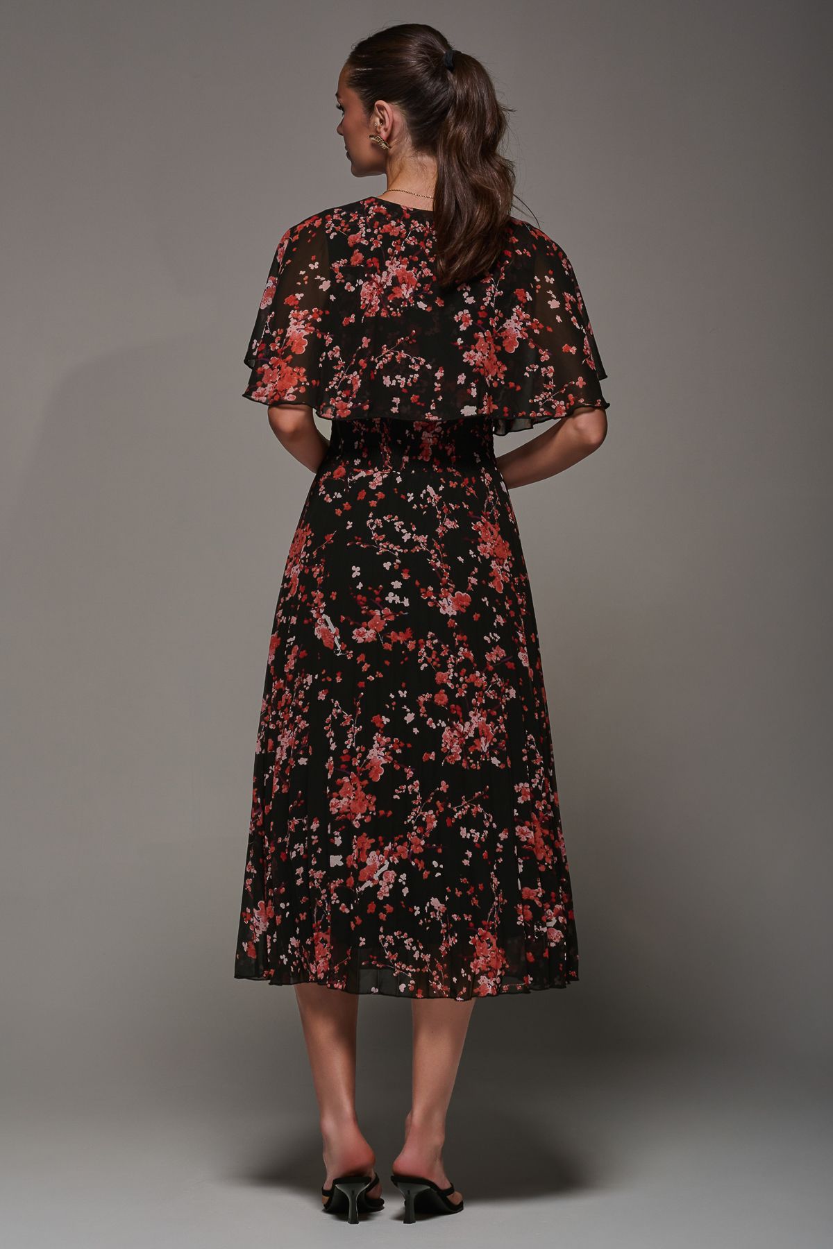 Jolie Moi Chiffon Floral Print Pleated Midaxi Dres