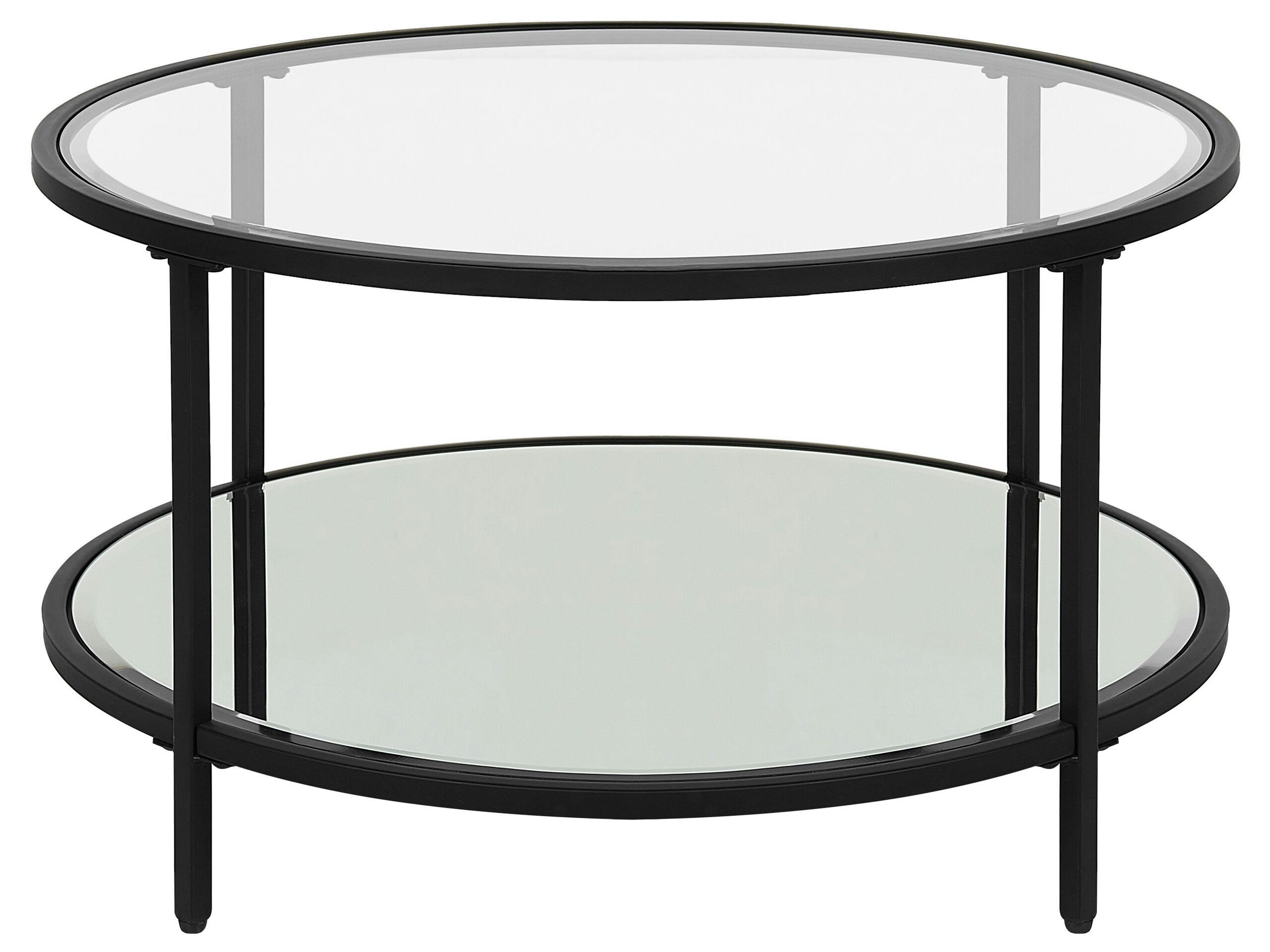 BIRNEY - Table basse verre et acier noir ronde