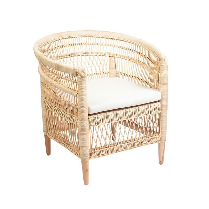 ILIOS - Fauteuil en rotin naturel et pieds en teck